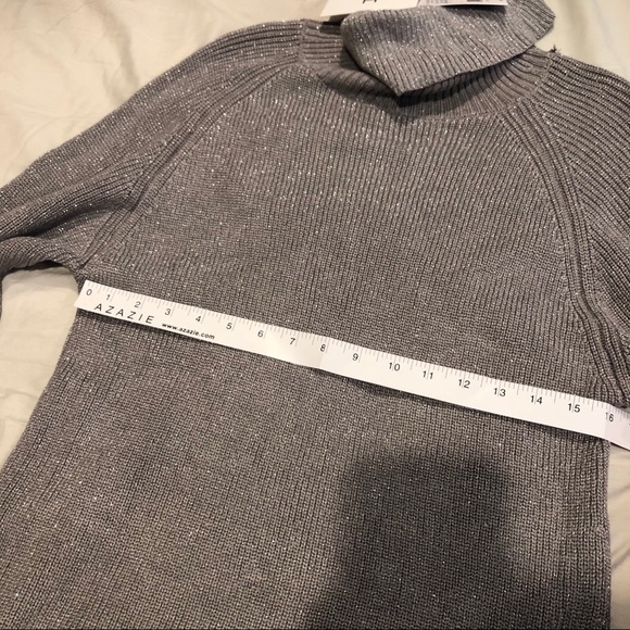 NWT H Halston Grey Turtleneck Sweater Silver Tunic - Picture 5 of 7